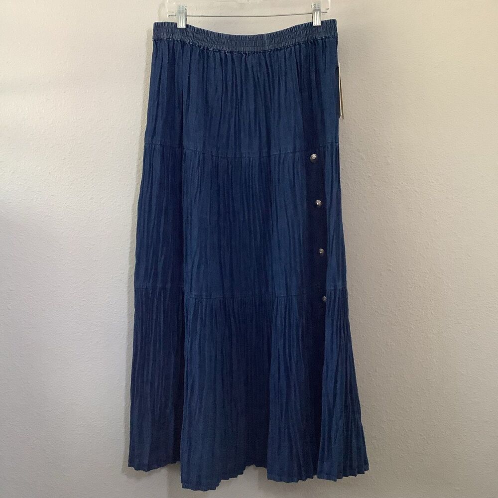 Vintage Deadstock NWT Southwest Canyon Western Cowgirl Tier Denim Maxi Skirt XL